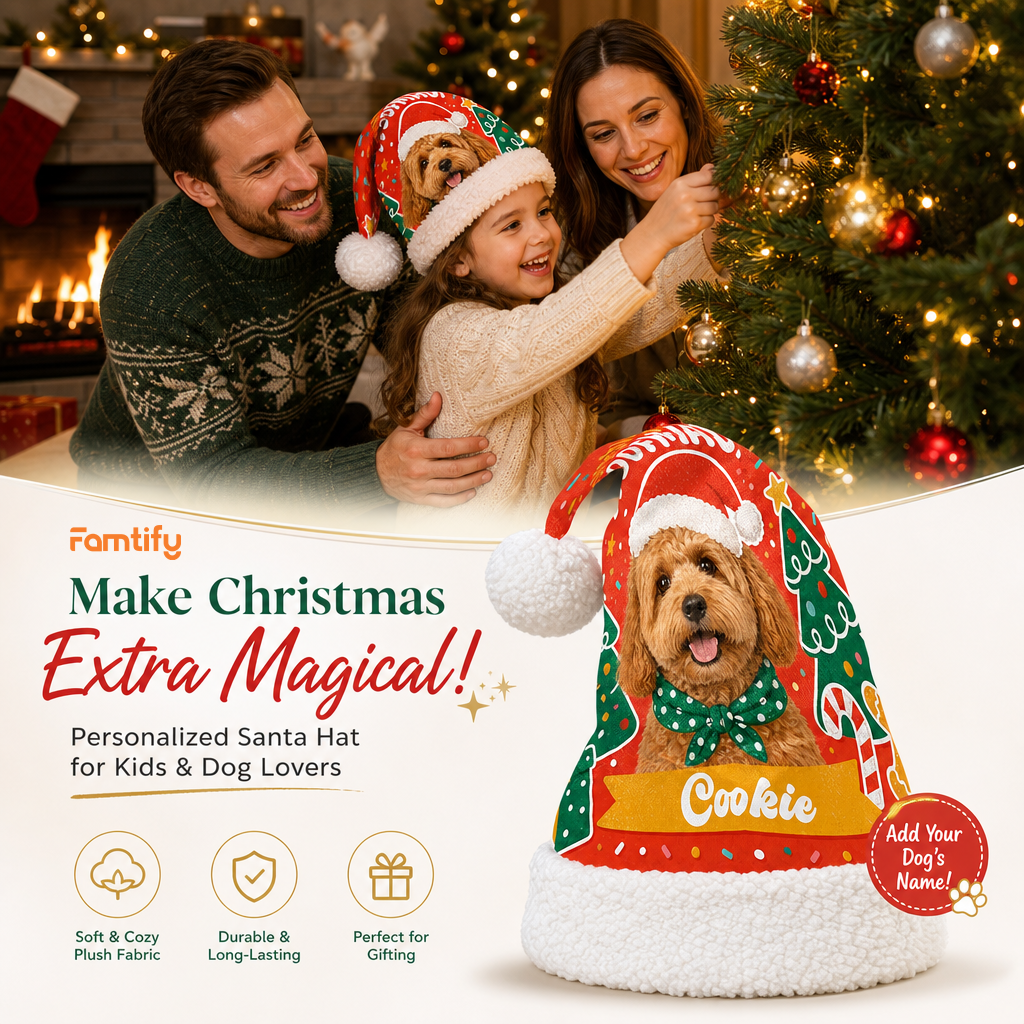Personalized Pet Photo Candy Cane Christmas hat, view 3