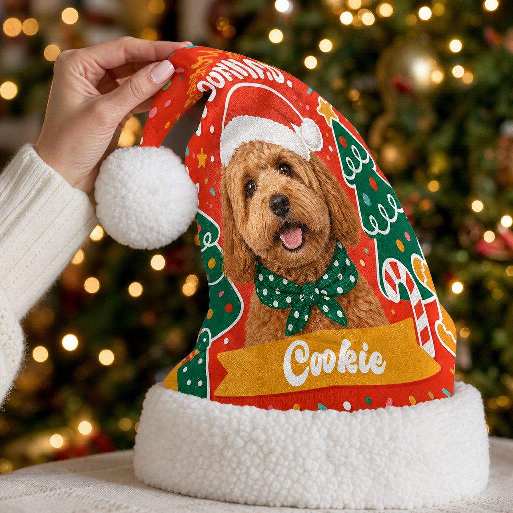Personalized Pet Photo Candy Cane Christmas hat, view 8
