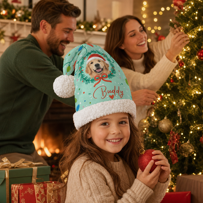 Personalized Pet Photo Wreath Christmas hat, view 5