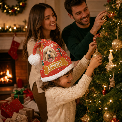 Personalized Pet Photo Bone Name Christmas hat, view 5