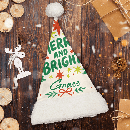 Personalized Merry And Bright Christmas Tree Christmas hat, view 2