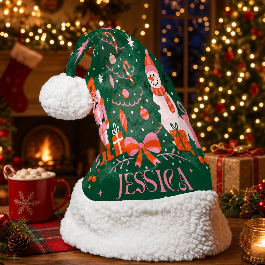 Personalized Christmas Tree and Gifts Bow Christmas hat, view 4