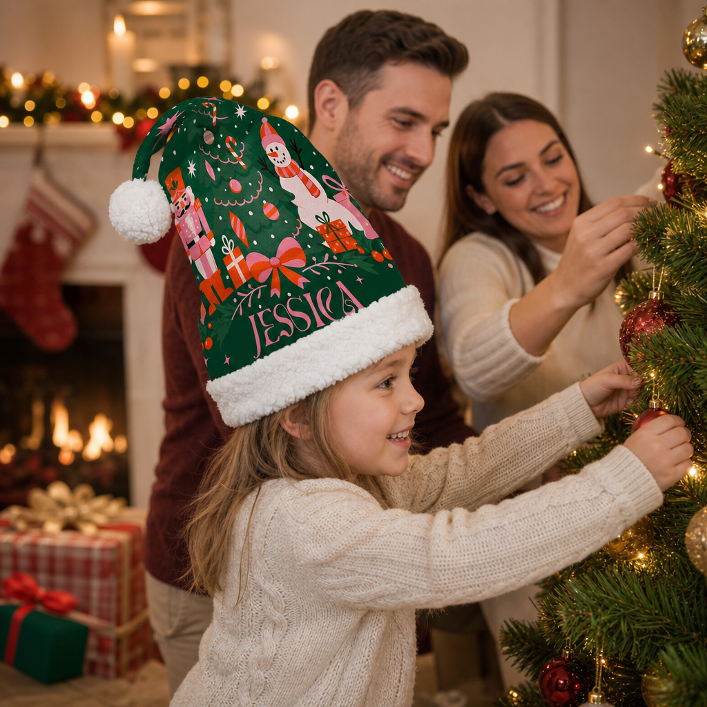 Personalized Christmas Tree and Gifts Bow Christmas hat, view 5