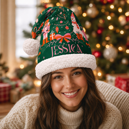Personalized Christmas Tree and Gifts Bow Christmas hat, view 8