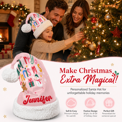 Personalized Merry Christmas Snowman Christmas hat, view 3
