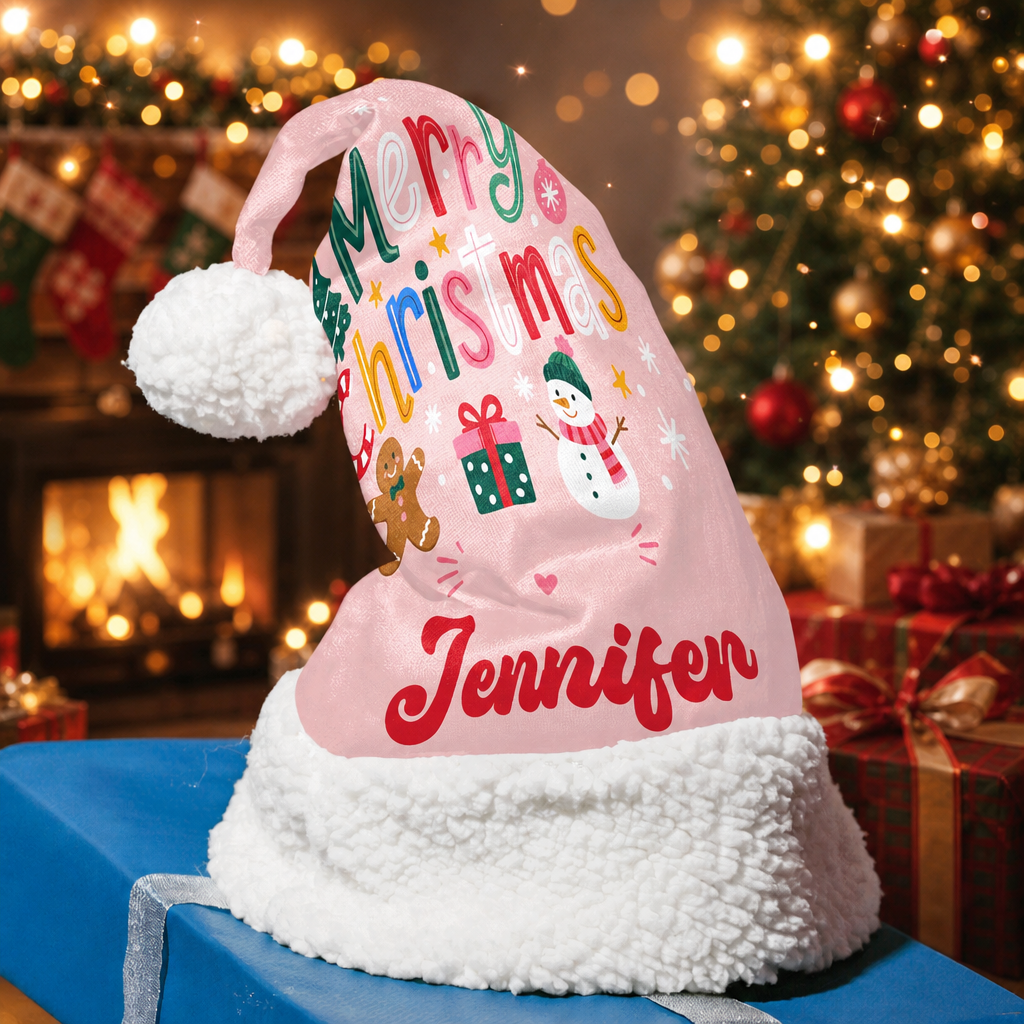 Personalized Merry Christmas Snowman Christmas hat, view 4