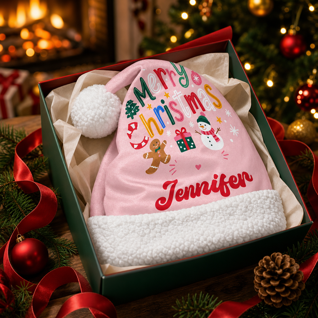 Personalized Merry Christmas Snowman Christmas hat, view 5