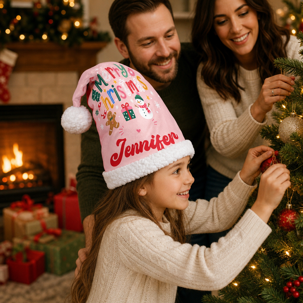 Personalized Merry Christmas Snowman Christmas hat, view 8