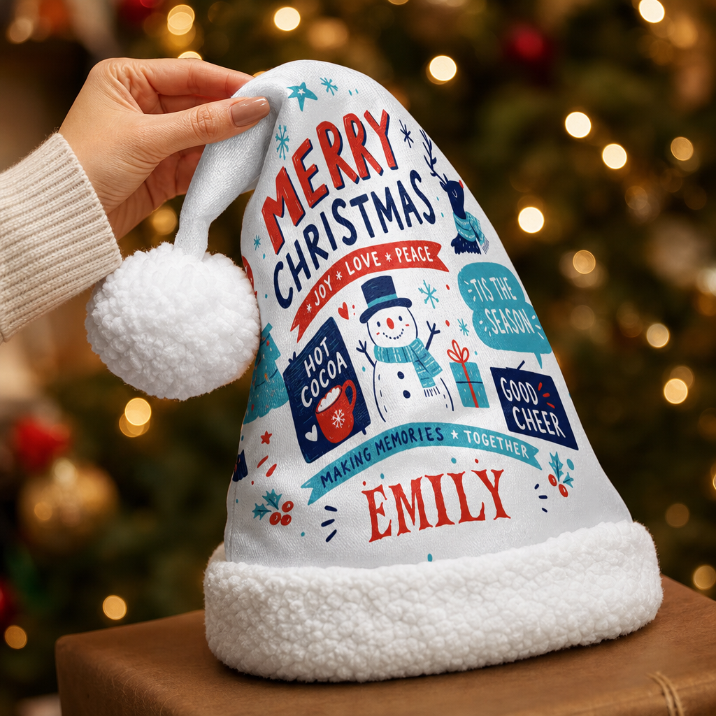Personalized Snowman Good Cheer Badges Christmas hat, view 6