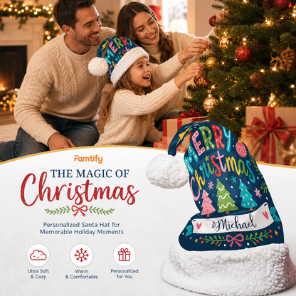 Personalized Merry Christmas Trees Banner Christmas hat, view 3