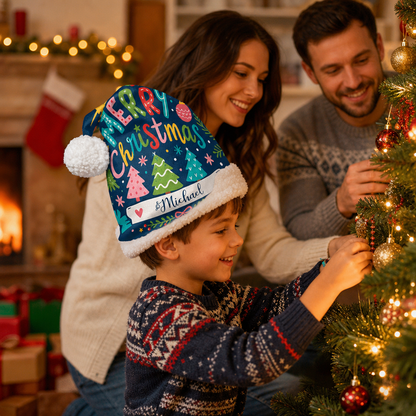 Personalized Merry Christmas Trees Banner Christmas hat, view 8