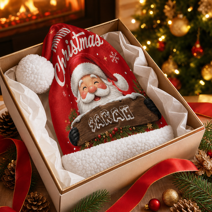 Personalized Jolly Santa Name Sign Christmas hat, view 3