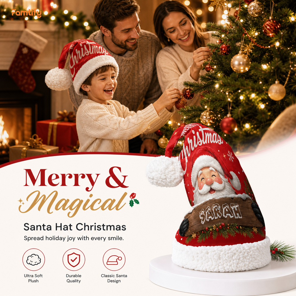 Personalized Jolly Santa Name Sign Christmas hat, view 7