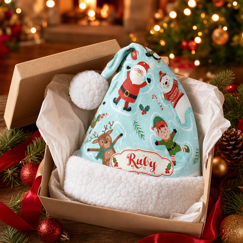 Personalized Santa Elf Reindeer Fun Christmas hat, view 6