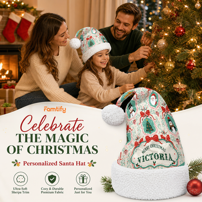 Personalized Vintage Christmas Cameo Christmas hat, view 3