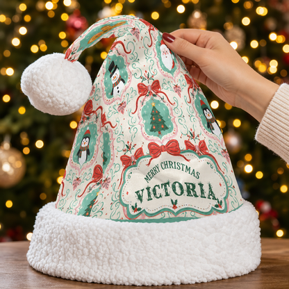 Personalized Vintage Christmas Cameo Christmas hat, view 5