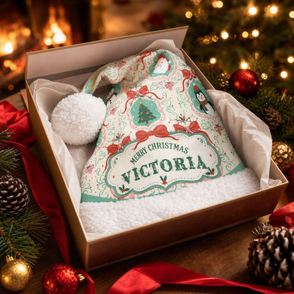 Personalized Vintage Christmas Cameo Christmas hat, view 6