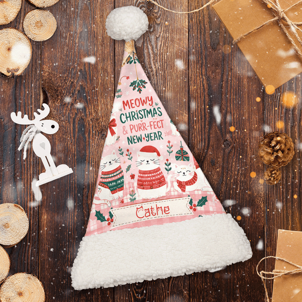 Personalized Meowy Christmas Cats Christmas hat, view 2