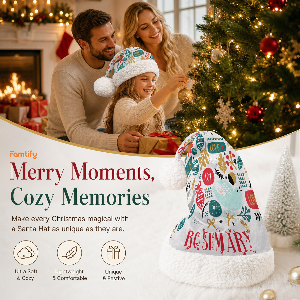 Personalized Joy Love Ornaments Christmas hat, view 6