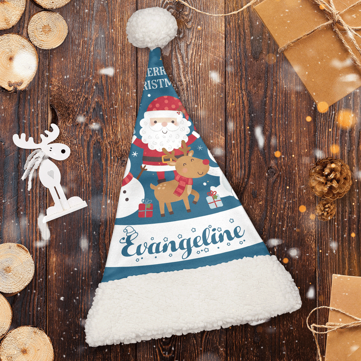 Personalized Santa and Polar Bear Friends Christmas hat, view 2