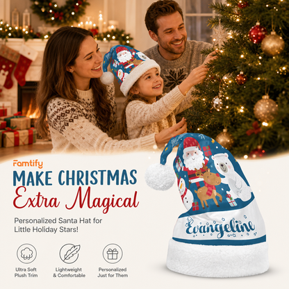 Personalized Santa and Polar Bear Friends Christmas hat, view 3