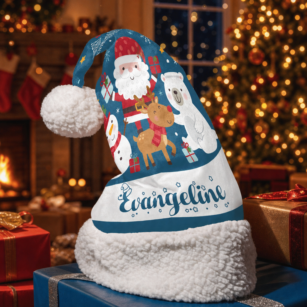 Personalized Santa and Polar Bear Friends Christmas hat, view 4