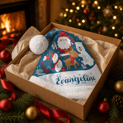 Personalized Santa and Polar Bear Friends Christmas hat, view 5