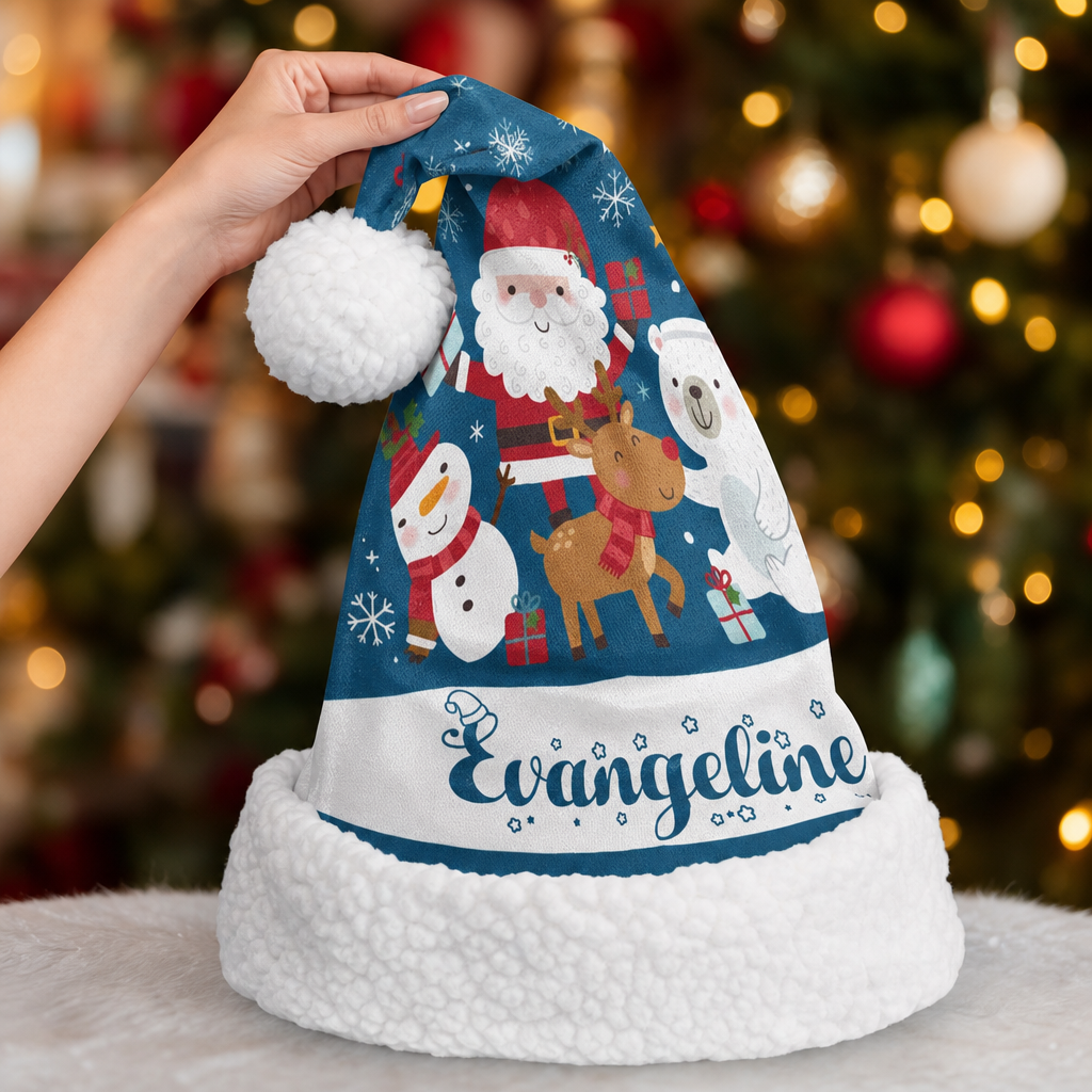 Personalized Santa and Polar Bear Friends Christmas hat, view 8