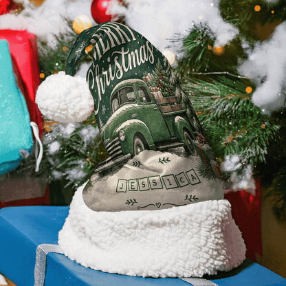 Personalized Vintage Christmas Truck Christmas hat with custom name