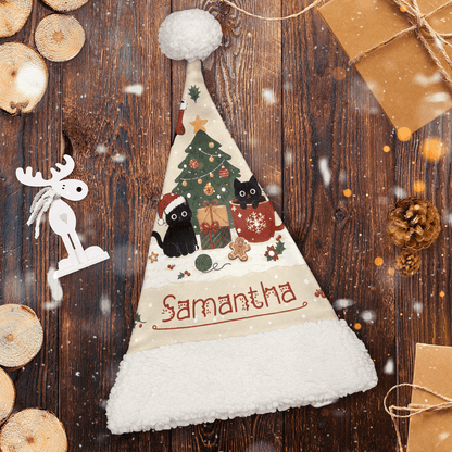 Personalized Black Cats Christmas Tree Christmas hat, view 2