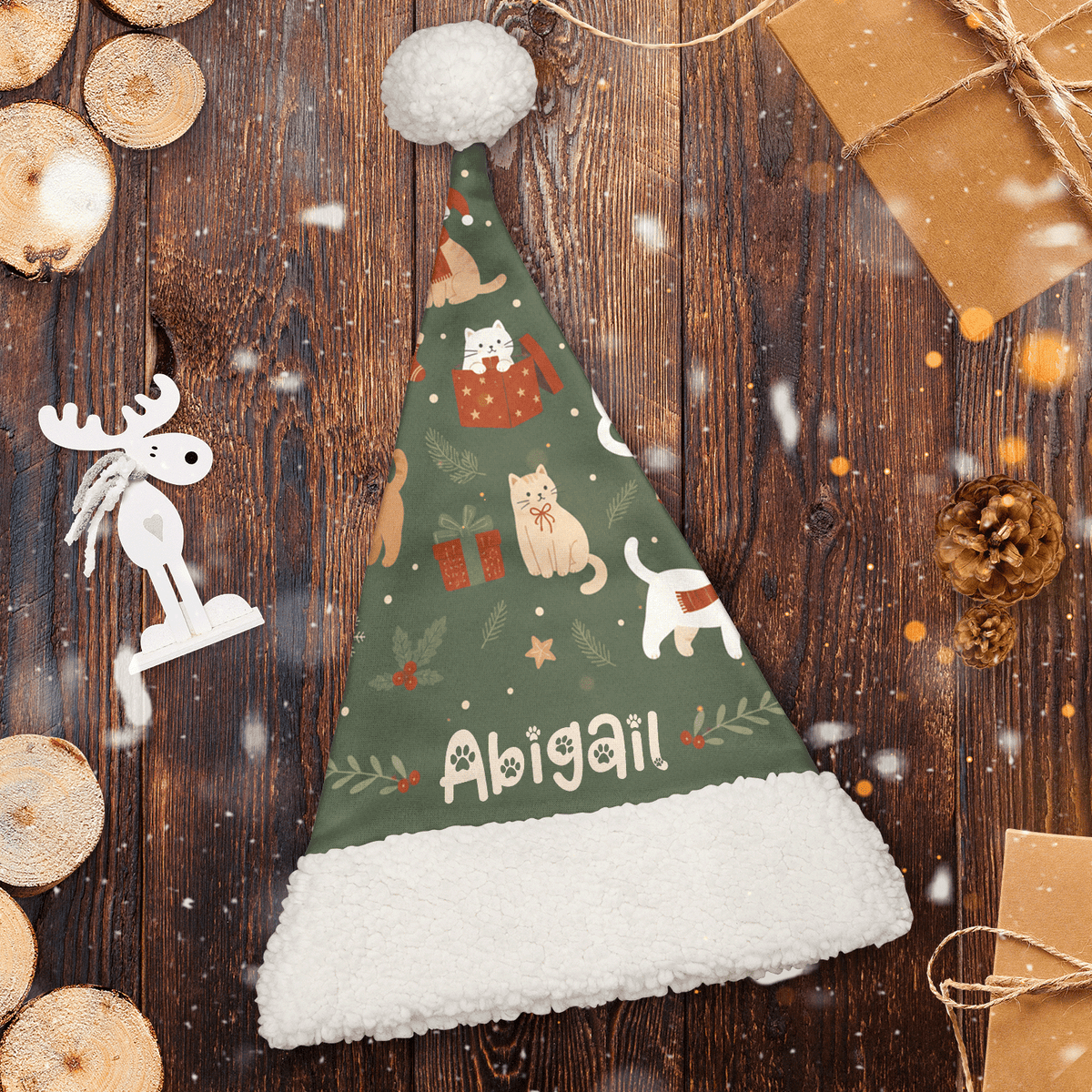 Personalized Christmas Cats Pattern Christmas hat, view 2