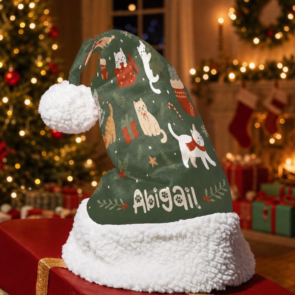Personalized Christmas Cats Pattern Christmas hat, view 4
