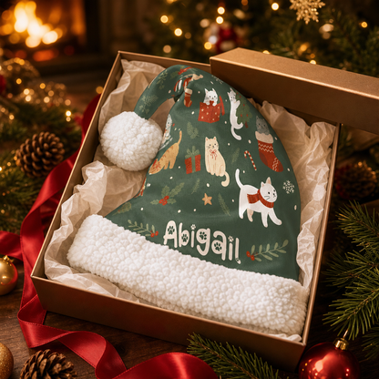 Personalized Christmas Cats Pattern Christmas hat, view 5