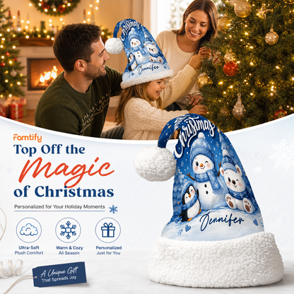 Personalized Snowman and Polar Bear Friends Christmas hat, view 3