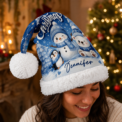 Personalized Snowman and Polar Bear Friends Christmas hat, view 8