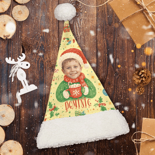 Personalized Photo Face Cocoa Sweater Christmas hat, view 2