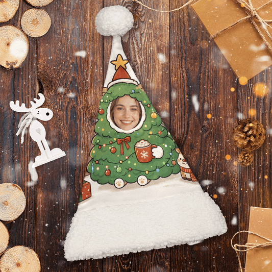 Personalized Photo Face Christmas Tree Cocoa Christmas hat, view 2