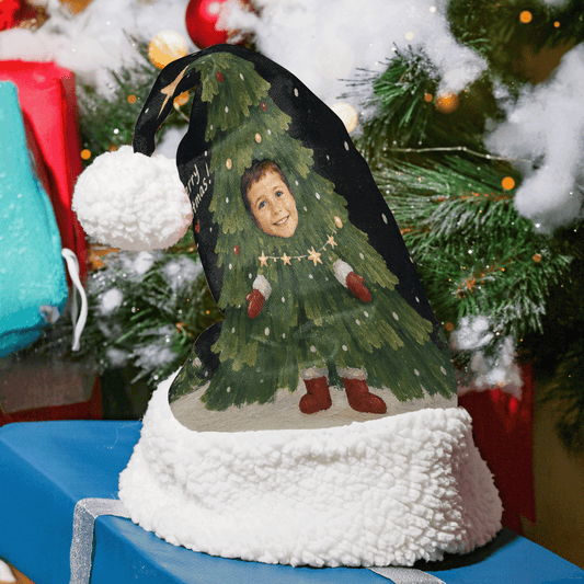 Personalized Photo Face Christmas Tree Costume Christmas hat with custom photo