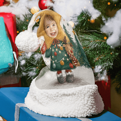 Personalized Photo Face Reindeer Tree Dress Christmas hat with custom photo
