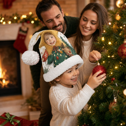 Personalized Photo Face Reindeer Tree Dress Christmas hat, view 5