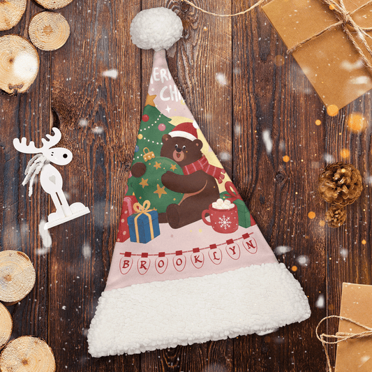 Personalized Teddy Bear Christmas Lights Christmas hat, view 2