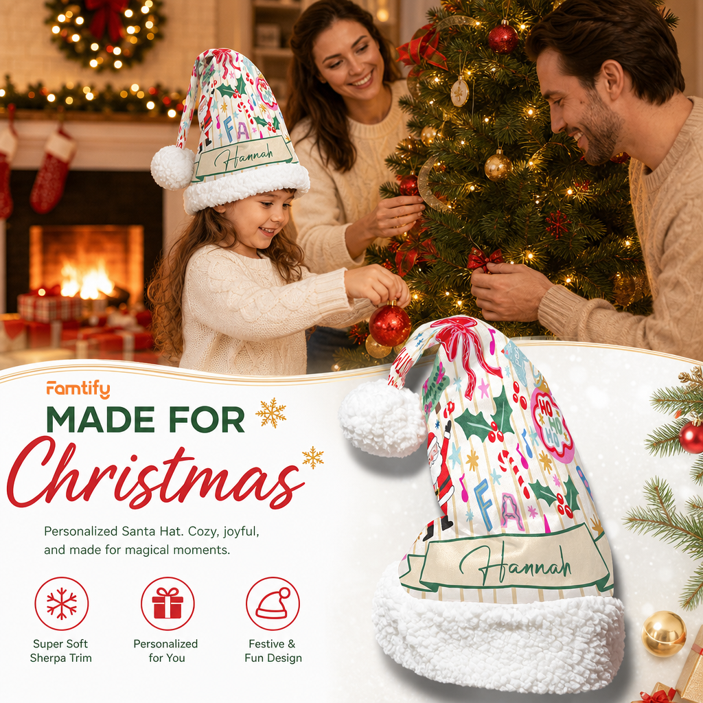 Personalized Fa La La Candy Cane Christmas hat, view 7