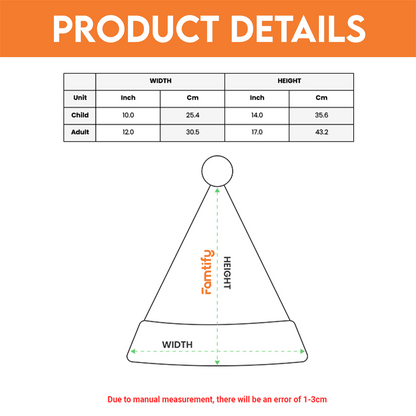 Christmas Santa hat size guide