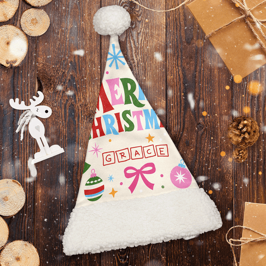 Personalized Merry Christmas Ornament Bow Christmas hat, view 2