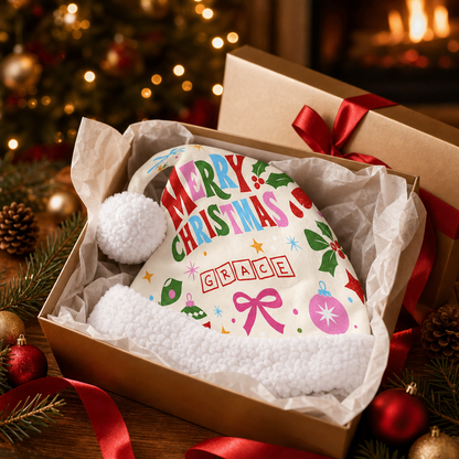 Personalized Merry Christmas Ornament Bow Christmas hat, view 5
