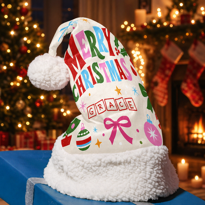 Personalized Merry Christmas Ornament Bow Christmas hat, view 6