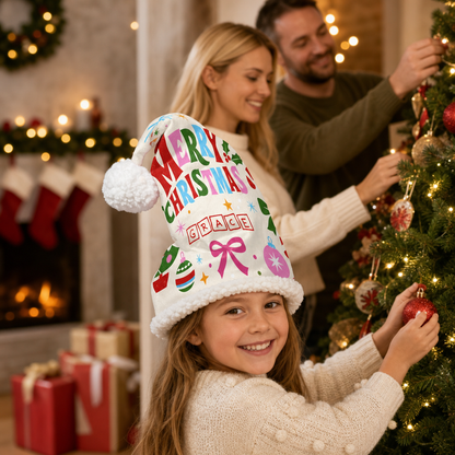 Personalized Merry Christmas Ornament Bow Christmas hat, view 7