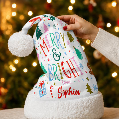 Personalized Merry and Bright Love Christmas hat, view 4