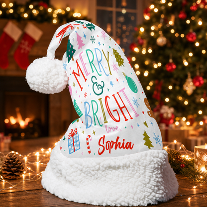 Personalized Merry and Bright Love Christmas hat, view 5