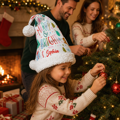 Personalized Merry and Bright Love Christmas hat, view 6